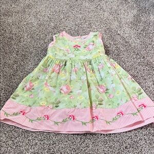 Floral Green and Pink Kids Dress
